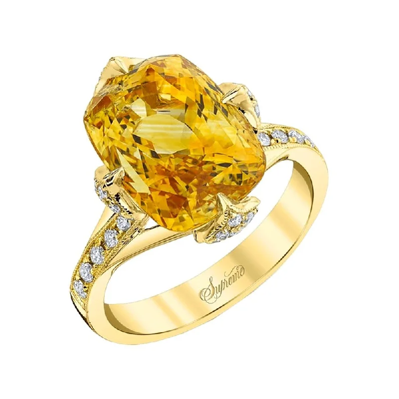 Bold zircon ring-Yellow Sapphire and Diamond Cocktail Ring