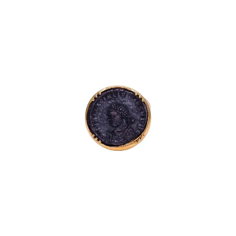 Marquise diamond ring-Bronze Roman Coin Ring