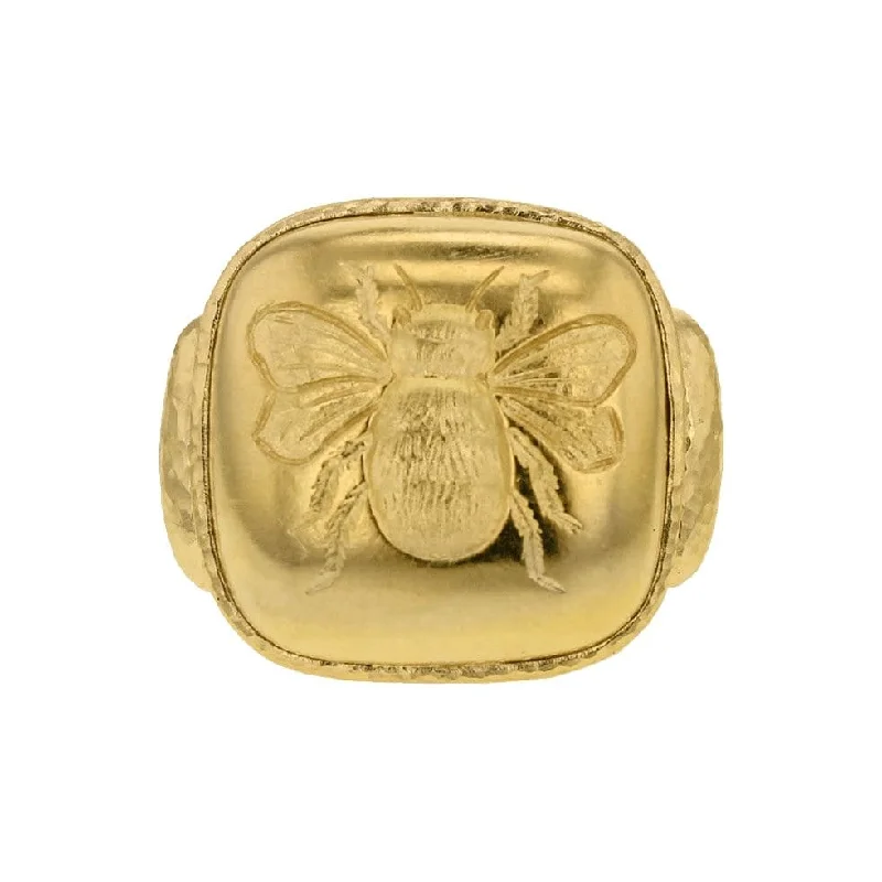 Chevron pattern ring-"Fat Bee" Signet Ring