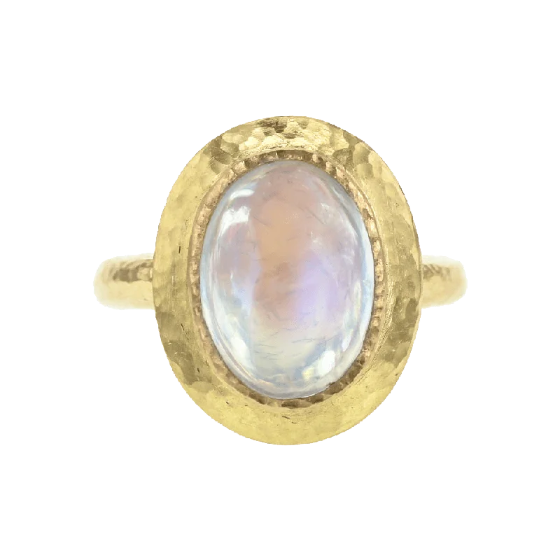 Square diamond ring-Moonstone Statement Ring