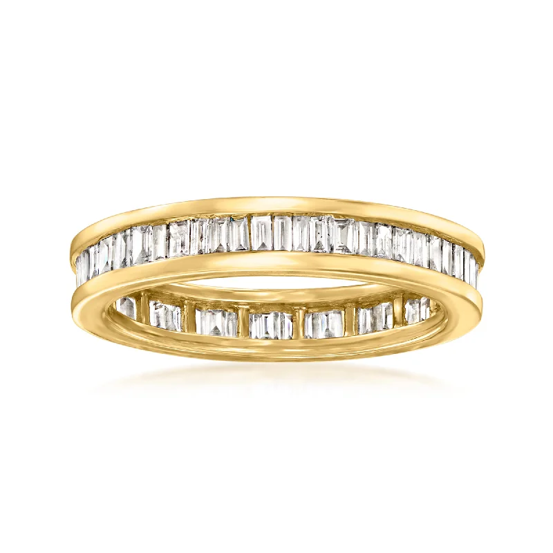 Mixed metal ring-Ross-Simons Channel-Set Baguette Diamond Eternity Band in 14kt Yellow Gold