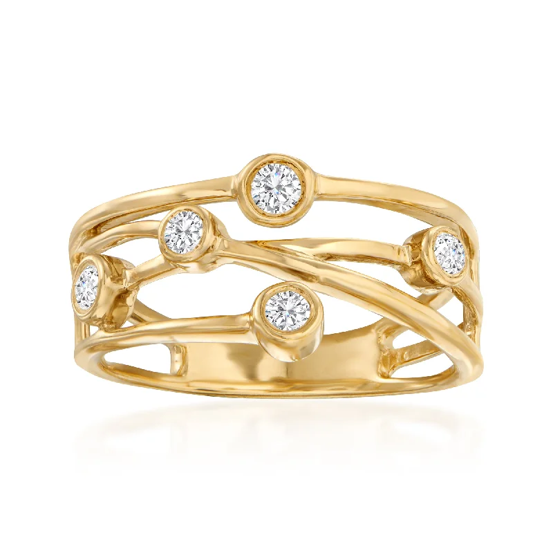 Ocean wave ring-Ross-Simons Diamond Crisscross Ring in 18kt Gold Over Sterling