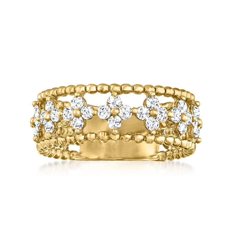 Marquise diamond ring-Ross-Simons Diamond Open-Space Flower Ring in 14kt Yellow Gold