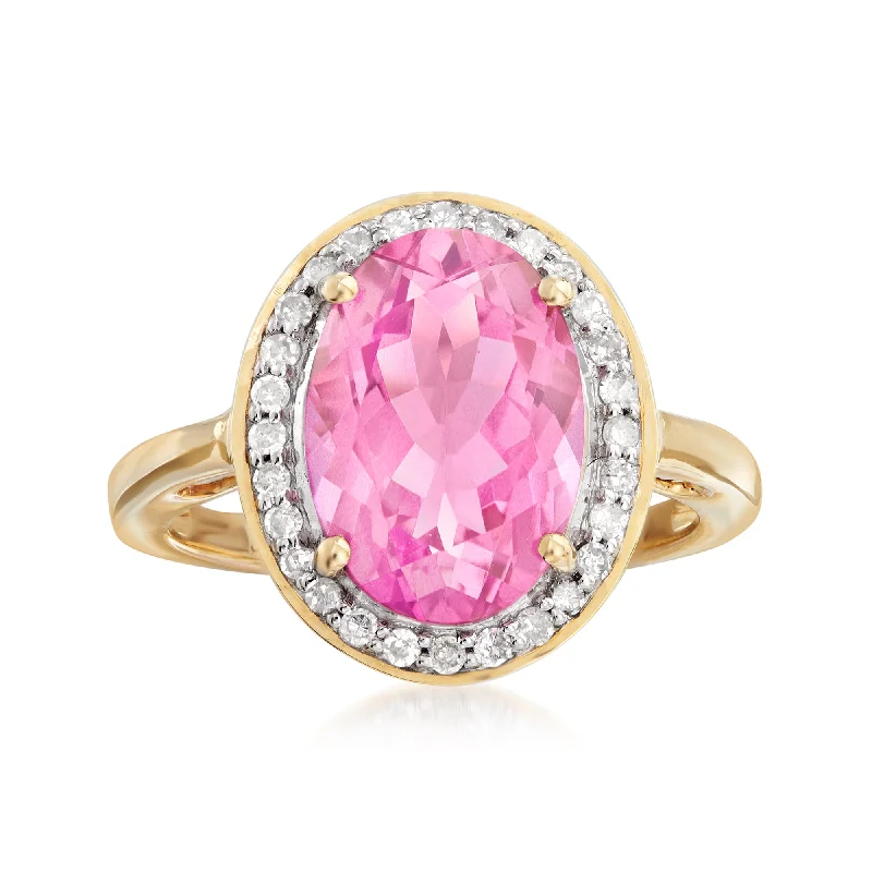 Handmade clay ring-Ross-Simons Pink Topaz and . Diamond Ring in 14kt Yellow Gold