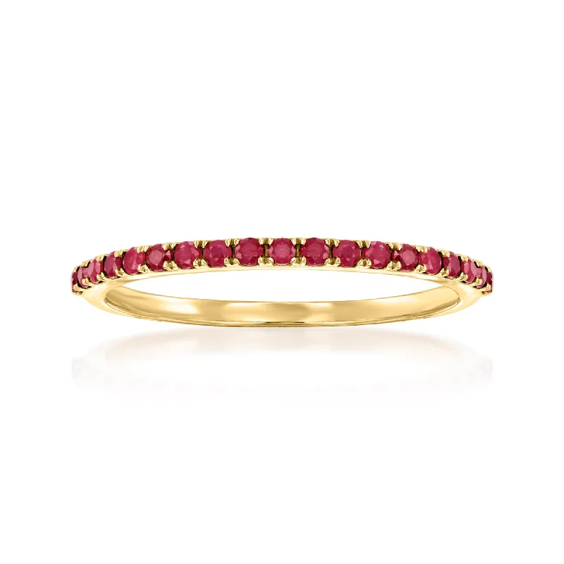 Side stone ring-Ross-Simons Ruby Ring in 14kt Yellow Gold