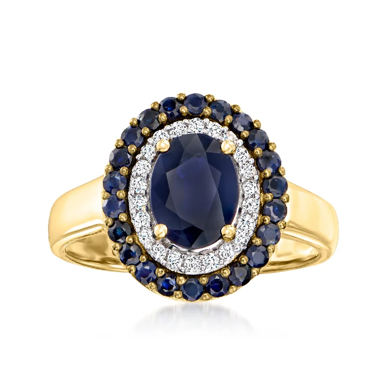 Celtic knot ring-Ross-Simons Sapphire and . Diamond Ring in 14kt Yellow Gold