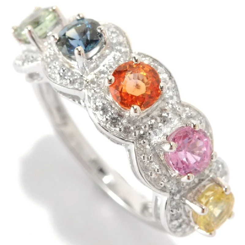 Infinity knot ring-Sterling Silver 2.04Ctw Orange Sapphire & Multi Sapphire Band Ring