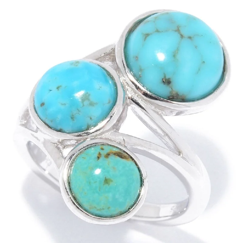 Cluster emerald ring-Sterling Silver Multi Turquoise 3-Stone Ring