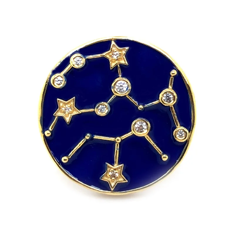 Lapis lazuli ring-Sterling Silver Over Gold Plated White Zircon With Blue Enamel Sagittarius Zodiac Signs Ring