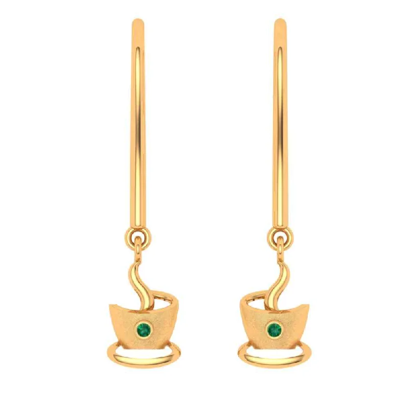 Hammered gold earrings-The Tea Cup Drop 18k Gold Earring