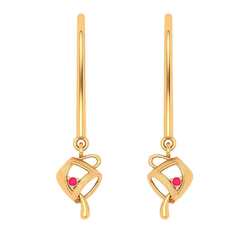 Star-shaped drop earrings-Twin Pouring Cup 18k Gold Earring