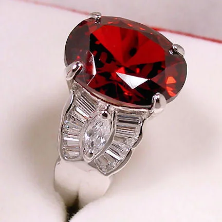 Knotted love ring-Valeska: 9.6ct Red Fire Garnet & Russian CZ Cocktail Dinner Ring