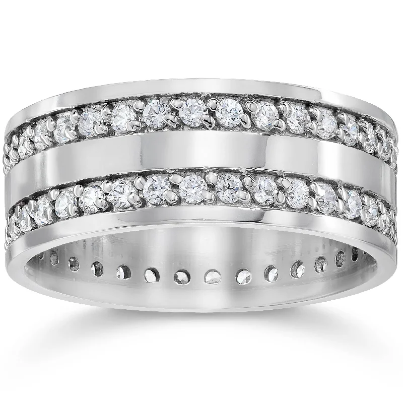 Peacock feather ring-White Gold 1 1/2ct Diamond Eternity Ring Wedding Band