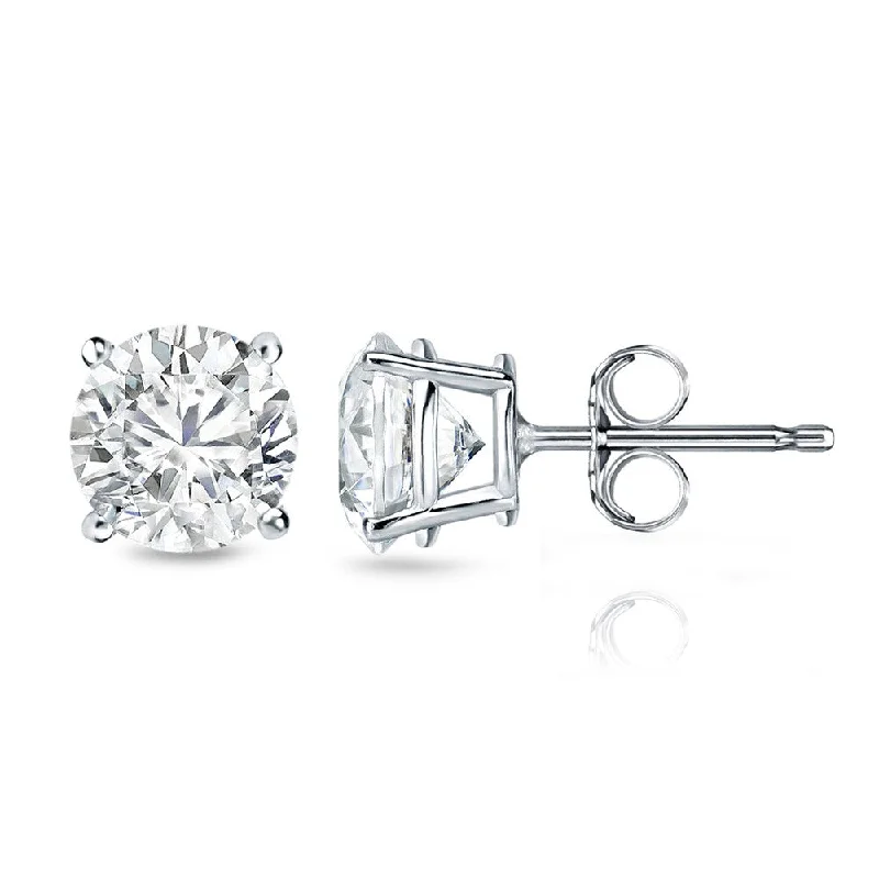 Retro style earrings-14k Gold Round 1 1/4ct TW Clarity Enhanced Diamond Stud Earrings (G-H, I2-I3)