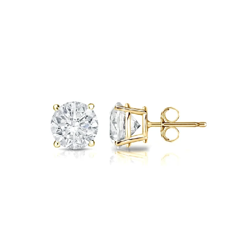 Multi-stone earrings-14k Gold Round 1/2ct TW Clarity Enhanced Diamond Stud Earrings by Auriya - white e-f