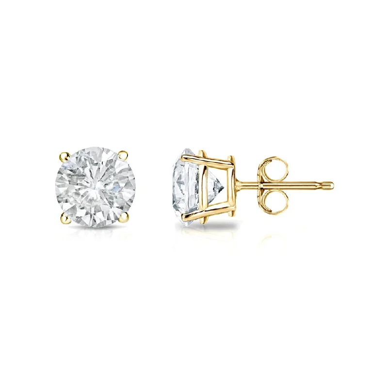 Multi-stone earrings-14k Gold Round 1/2ct TW Clarity Enhanced Diamond Stud Earrings by Auriya - White J-K