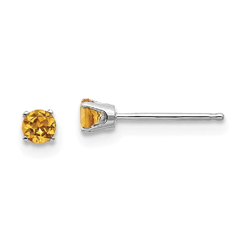 Geometric dangle earrings-14k White Gold Citrine Stud Earrings (L-3 mm, W-3 mm)