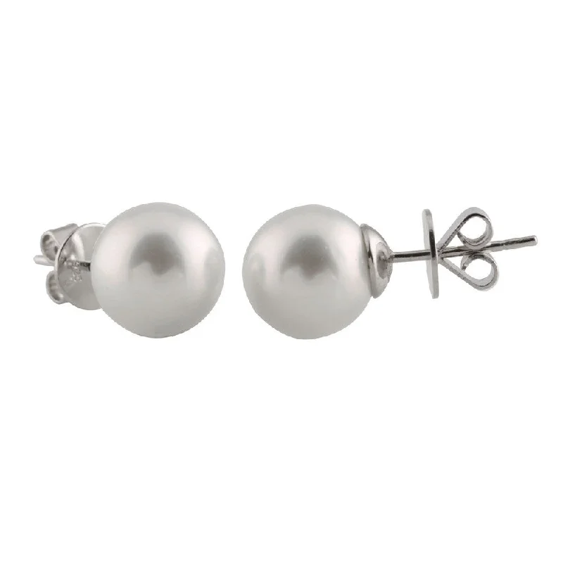 Heartbeat design earrings-14k White Gold White South Sea Pearl Studs