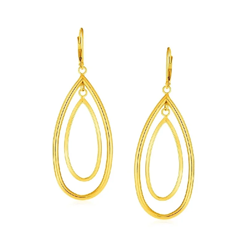 Infinity twist earrings-14k Yellow Gold Earrings with Teardrop Dangles