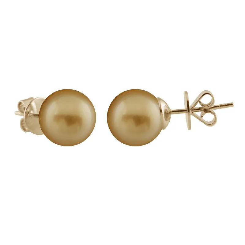 Opal gem earrings-14k Yellow Gold Golden South Sea Pearl Stud Earrings (10-11mm) - White