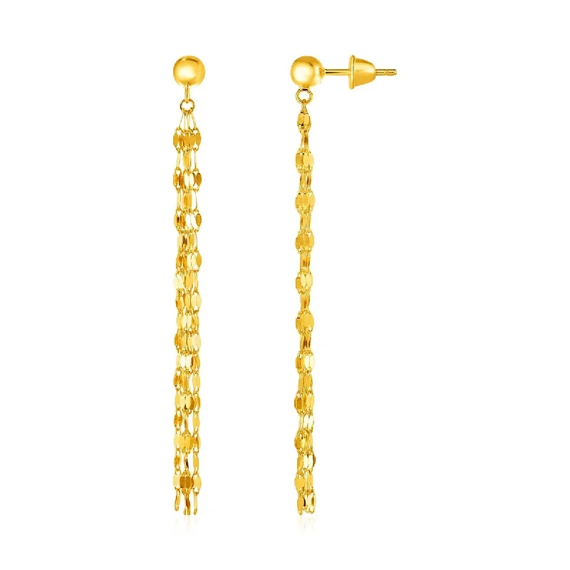 Side stone earrings-14k Yellow Gold Polished Drop Earrings