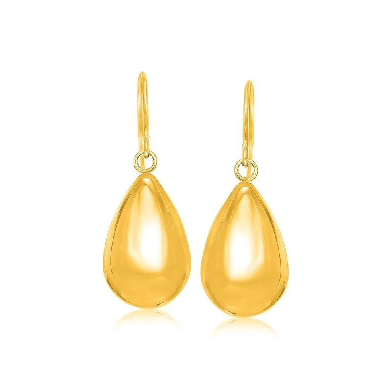 Star-shaped drop earrings-14k Yellow Gold Polished Teardrop Motif Drop Earrings