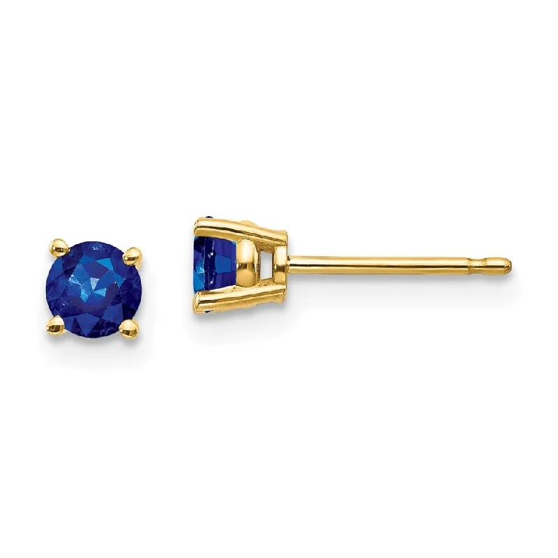 Double stud earrings-14k Yellow Gold Sapphire Earrings (L-4 mm, W-4 mm)