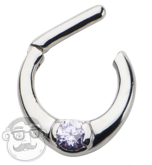 Serpent design earrings-16G Centered Clicker With Single Purple CZ