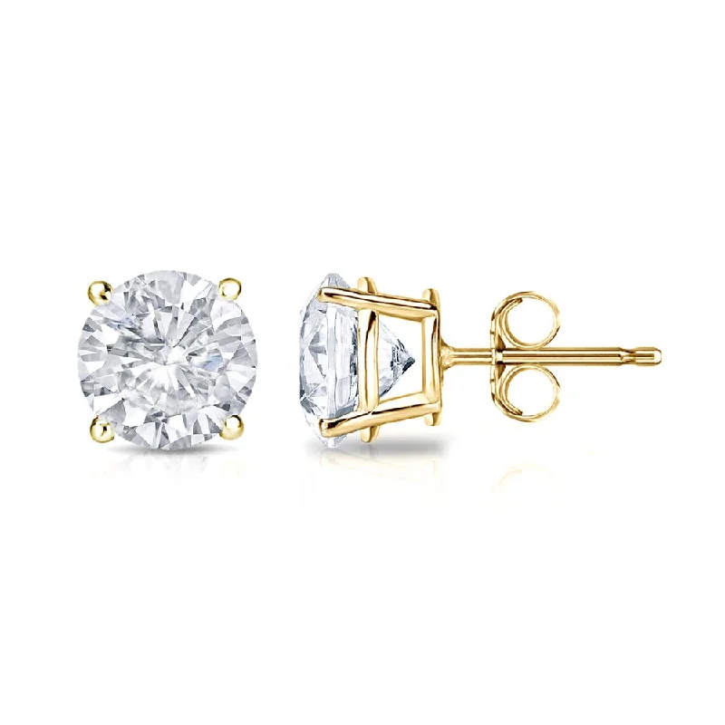 Rainbow gem earrings-18k Gold Round 1 1/4ct TW Clarity Enhanced Diamond Stud Earrings (E-F, I1-I2)