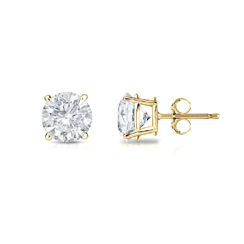 Matte finish earrings-18k Gold Round 1/2ct TW Clarity Enhanced Diamond Stud Earrings (E-F, I1-I2)