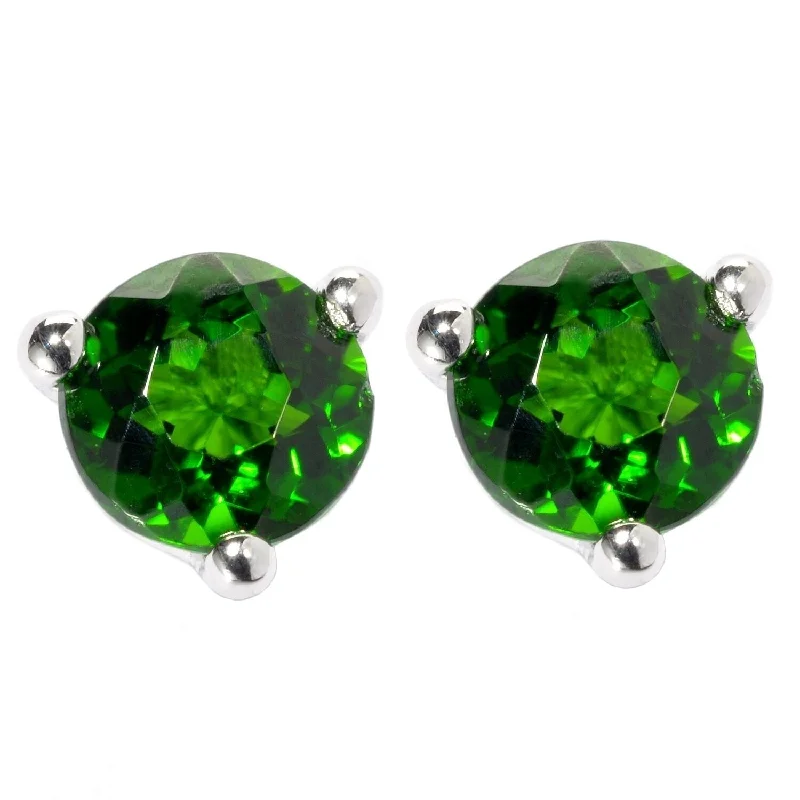 Sunburst design earrings-18k Platinum Over Sterling Silver Diopside Martini Stud Earrings