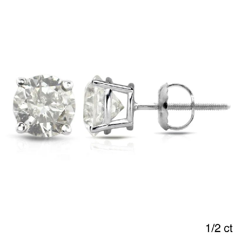 Stackable stud earrings-18k White Gold 1/2ct to 2ct TW Clarity Enhanced Diamond Stud Earrings by Auriya