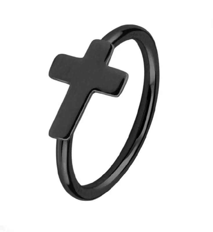 Infinity twist earrings-20G Black Stainless Steel Cross Seamless Ring