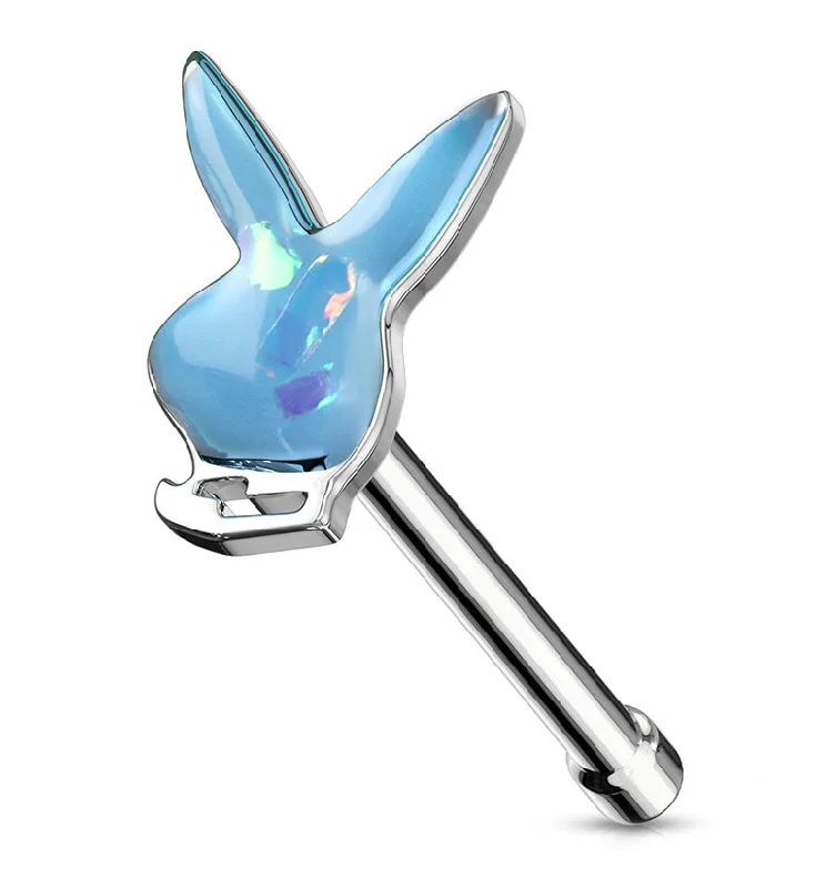 Morganite gem earrings-20G Blue Playboy Bunny Nosebone