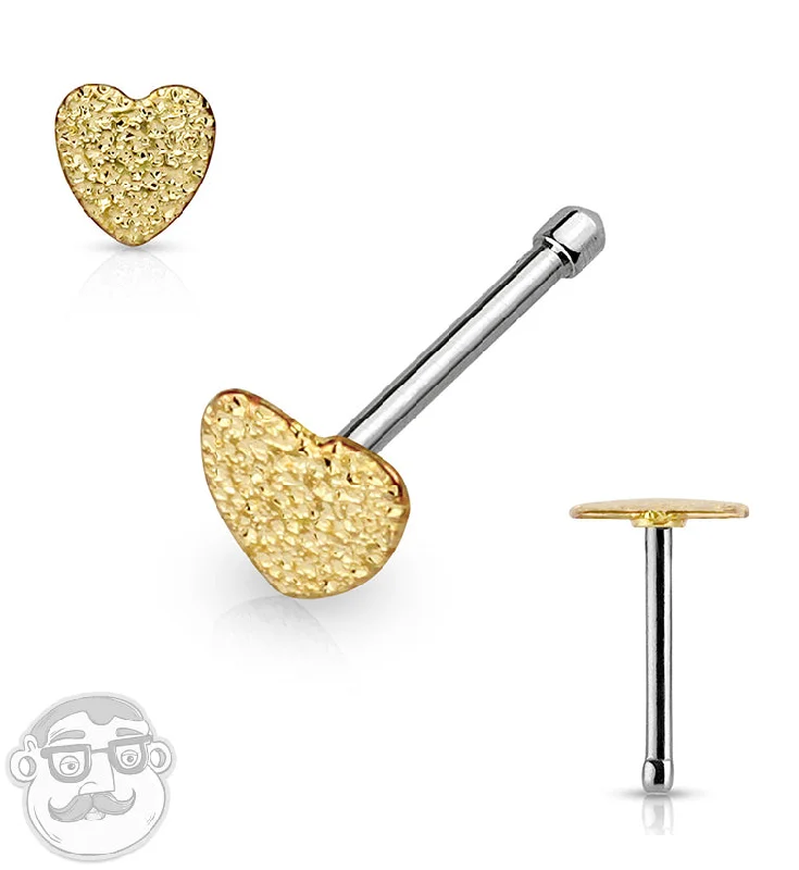 Leaf motif earrings-20G Golden Blast Heart Nose Stud Ring