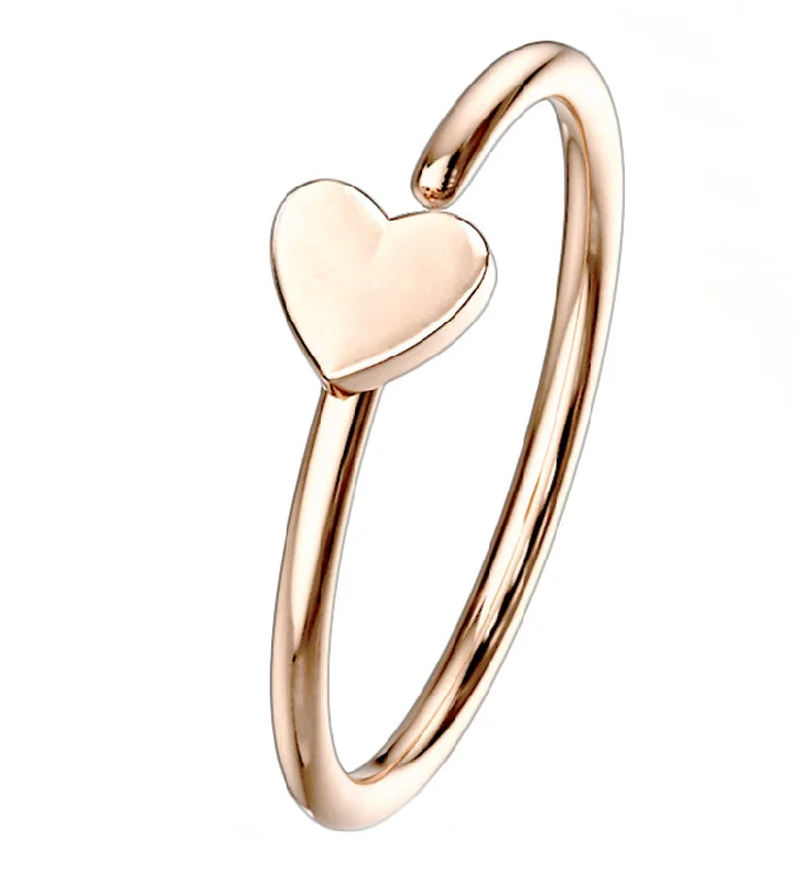 Infinity love earrings-20G Rose Gold PVD Stainless Steel Heart Seamless Ring