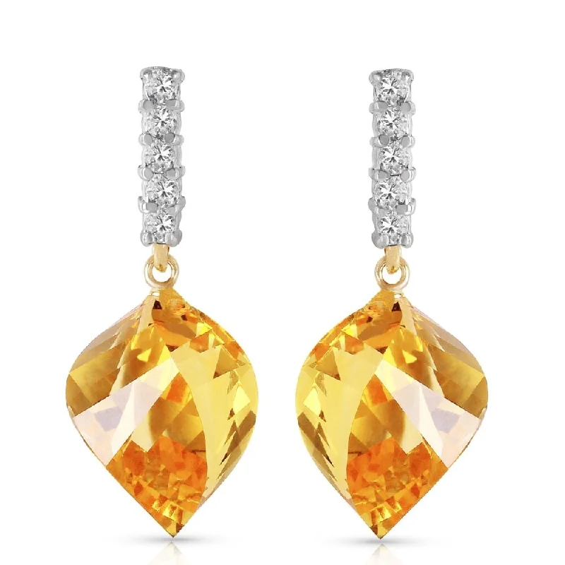 Vintage cameo earrings-23.65 Carat 14K Solid Gold Strong Character Citrine Earrings