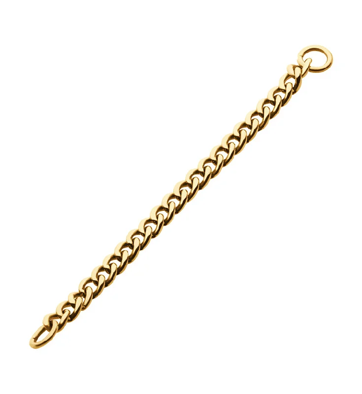 Infinity design earrings-24kt Gold PVD Curb Titanium Nose & Cartilage Piercing Chain