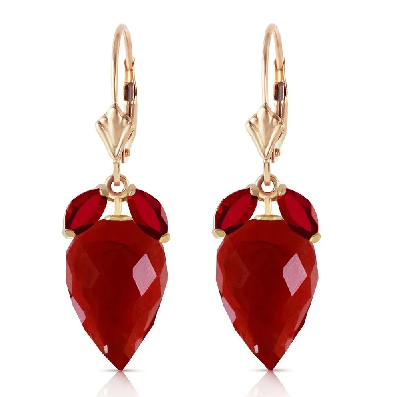 Gothic skull earrings-27.1 Carat 14K Solid Gold Earrings Pointy Briolette Ruby