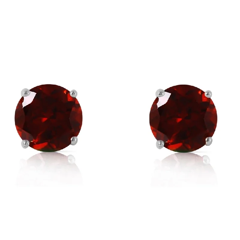 Engraved promise earrings-3.1 Carat 14K Solid White Gold Entre Nous Garnet Earrings