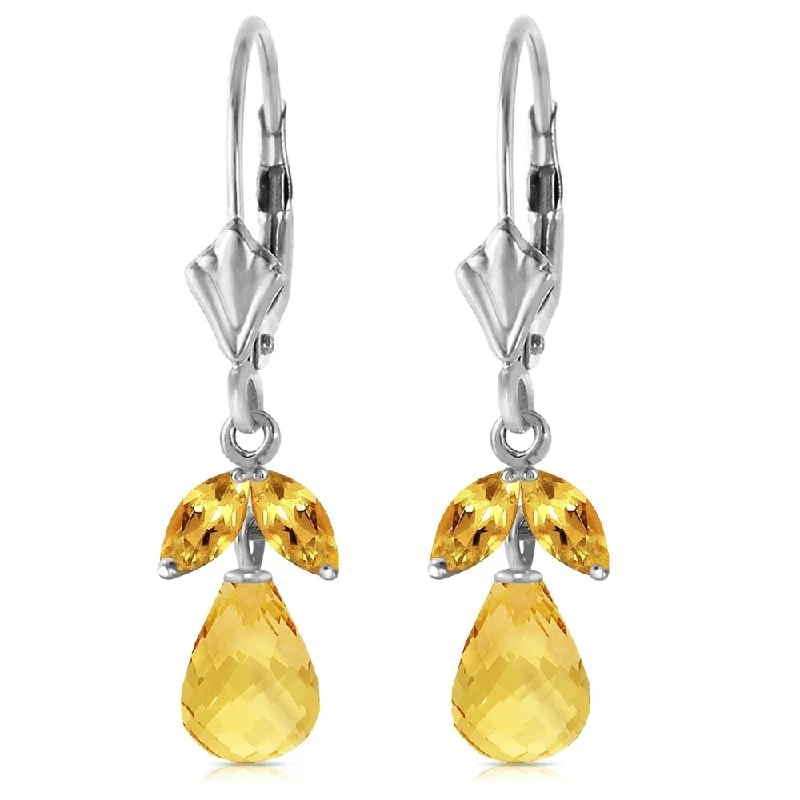 Matte finish earrings-3.4 Carat 14K Solid White Gold Not Crooked Path Citrine Earrings