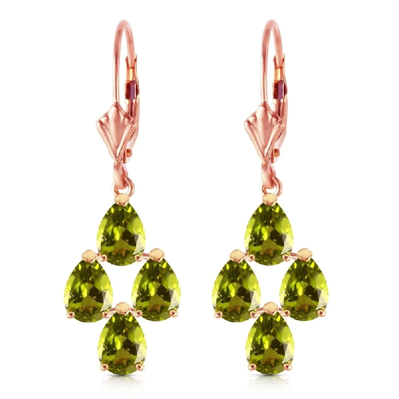 Infinity love earrings-4.5 Carat 14K Solid Rose Gold Peridot Spring Earrings