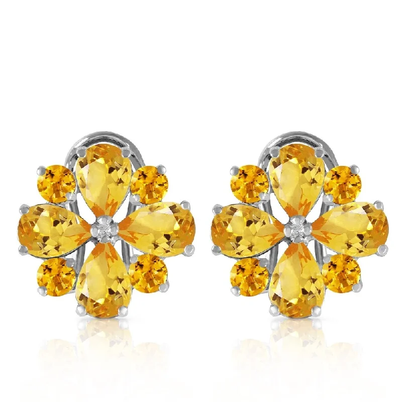 Handmade beaded earrings-4.85 Carat 14K Solid White Gold Love Accents Citrine Earrings