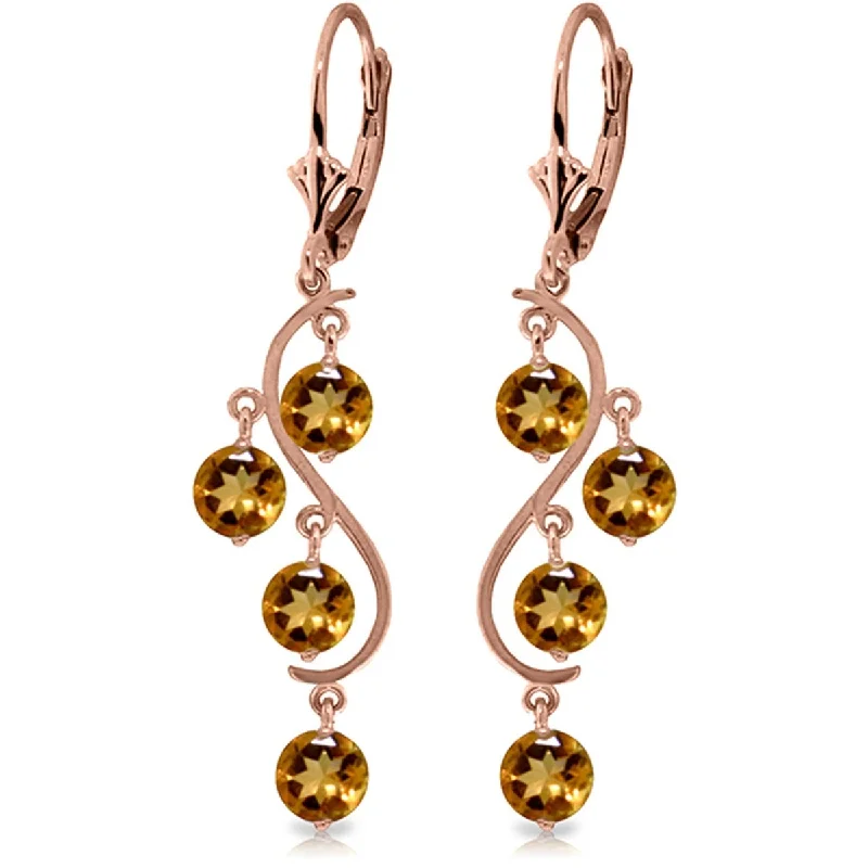 Mixed metal earrings-4.95 Carat 14K Solid Gold Citrine Drop Gemstone Chandelier Earrings