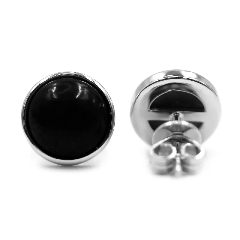 Tribal pattern earrings-925 Sterling Silver Black Onyx Gemstone Stud Earrings