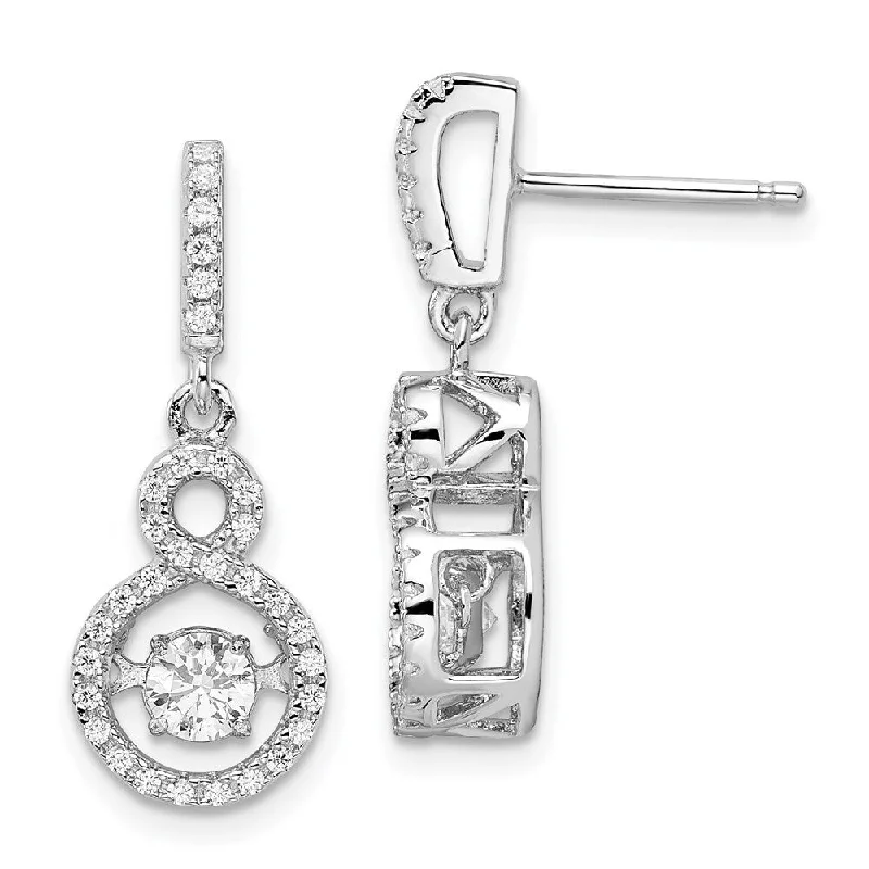 Double heart earrings-925 Sterling Silver Round Cut Cubic Zirconia Drop Earrings