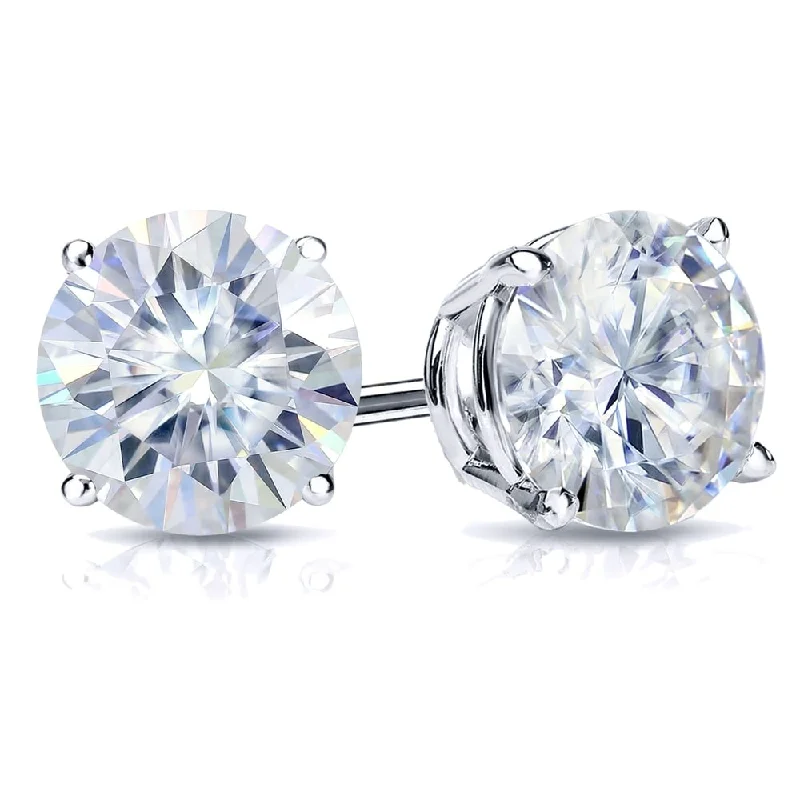 Leaf motif earrings-Auriya 1 1/2ct TW Round Moissanite Stud Earrings 18k Gold - 5.9 mm, Push-Backs