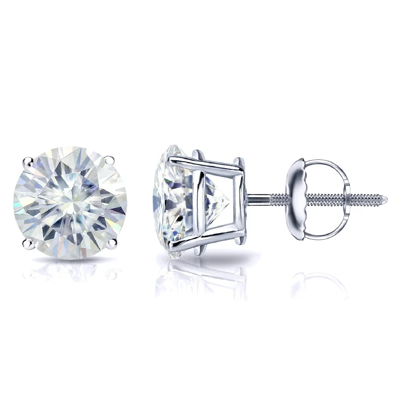 Raw crystal earrings-Auriya 1 1/2ctw Round Moissanite Stud Earrings 18k Gold 4-Prong Basket - 5.9 mm