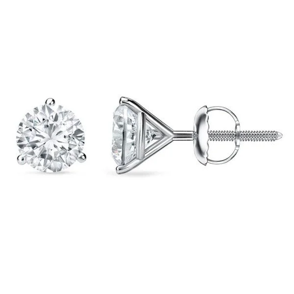 Star-shaped drop earrings-Auriya 1 to 2 carat TW 3-Prong Martini Round Solitaire Diamond Stud Earrings 18K Gold GIA Certified - F-G, VS1-VS2