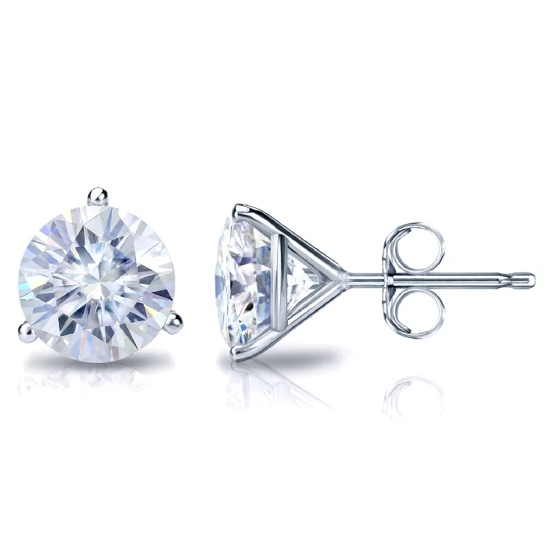 Chevron pattern earrings-Auriya 2 1/2ctw Round Moissanite Stud Earrings 18k Gold Martini-set - 7 mm